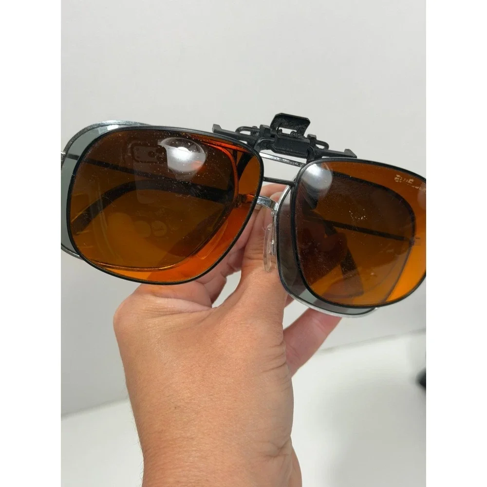Cool Ray Vintage Silver Aviator Sunglasses with Blublocker Clip-On Lenses